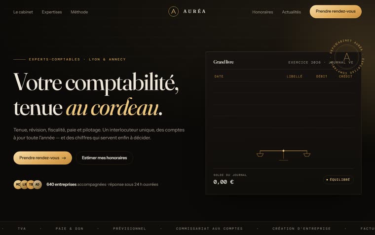 Aperçu du site Auréa, cabinet d'expertise comptable.