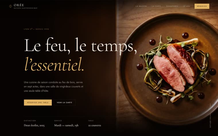 Aperçu du site Orée, maison gastronomique.