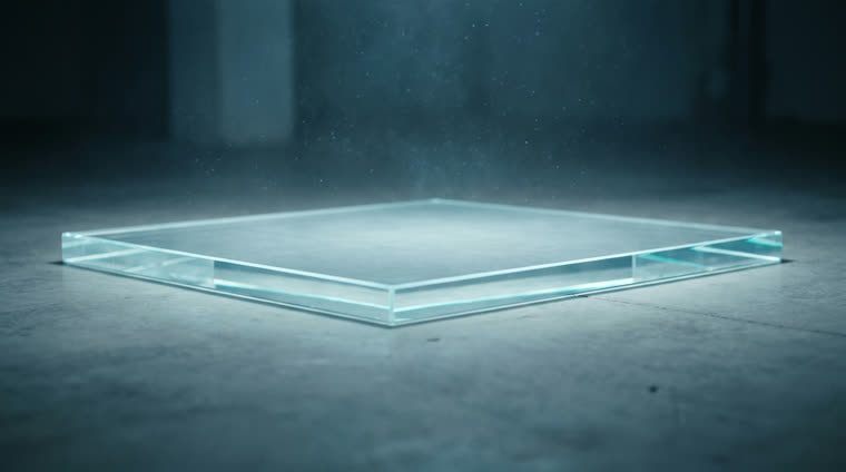 Une plaque de verre posée bien à plat, éclairée par le dessus.